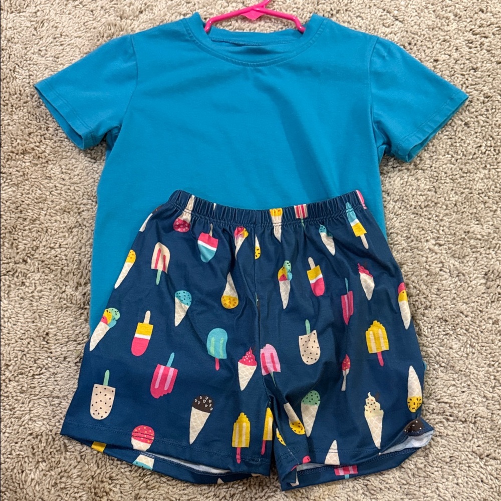 Blue Ice Cream Print Shorts Set